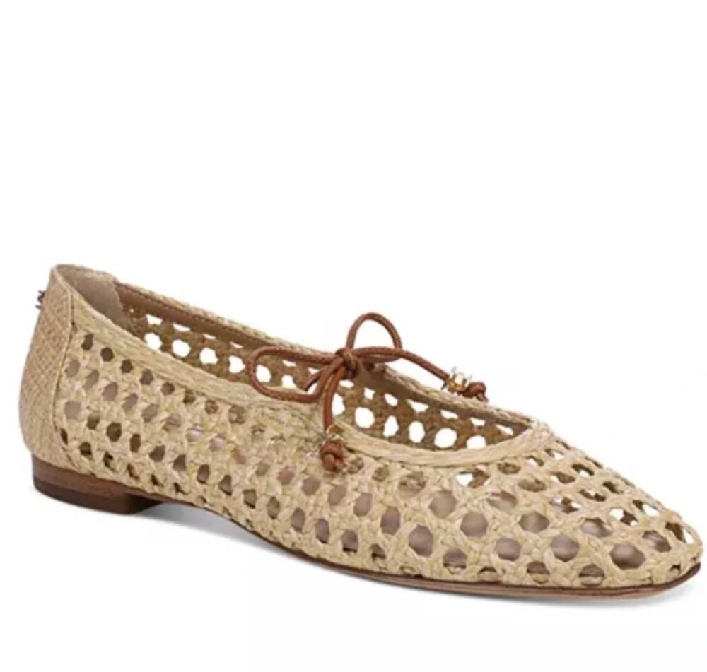 Sam Edelman Marcie Woven Raffia Bow Ballet Flats Size 8
